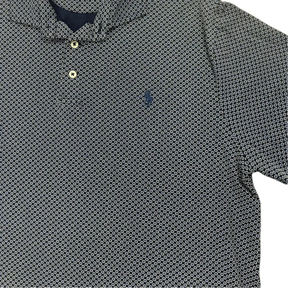 Authentic Polo Ralph Lauren Shirt Mens Navy Circle Print Custom Slim Fit Navy - Picture 3 of 5